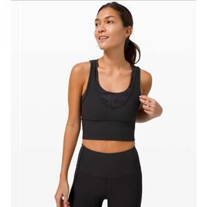 Lululemon Power Pivot Tank Rib Sz 12 NWT $58 Black Cropped Top Gorp Gym‎ Workout